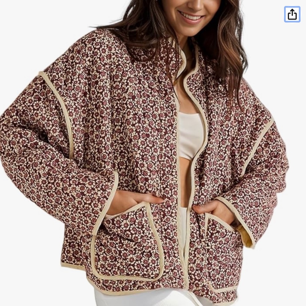 Arssm Women's Floral Quilted Jacket- Size Med